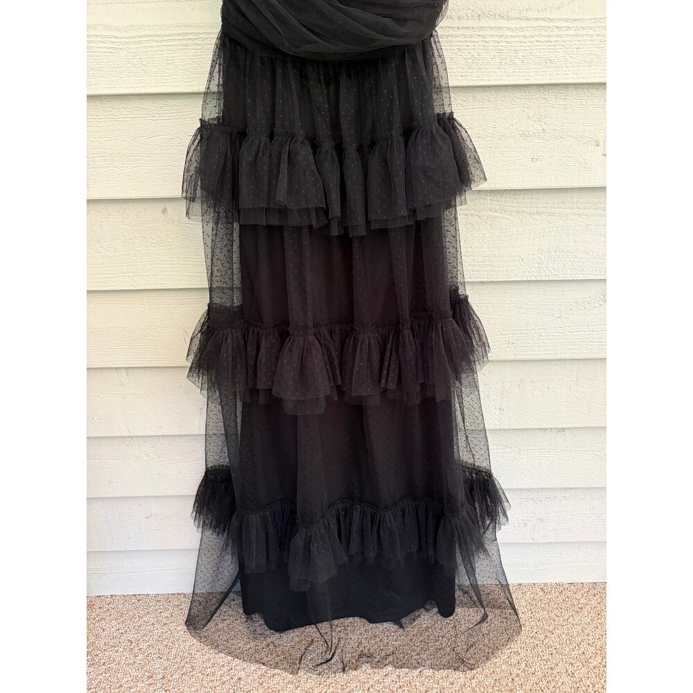 Lulus Black Tulle Ruffle Maxi Dress Fairy Goth Prom Party Medium - Picture 4 of 8